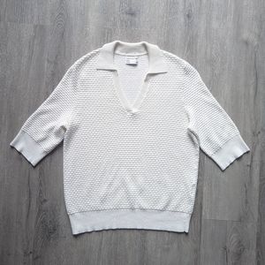 Collar Half-sleeve Waffle Knit Sweater Top Frank and Oak